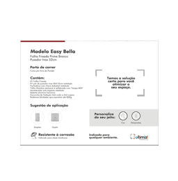 Easy Bella * – ( Folha Frisada , Puxador Inox 52cm, Trilho, Batente ) 3