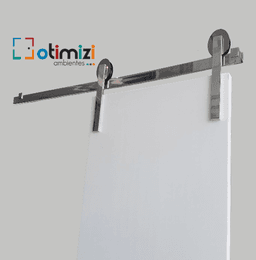 kit Roldana Aparente Inox, Folha Lisa Fundo Prime Branco e puxador H 30cm 3