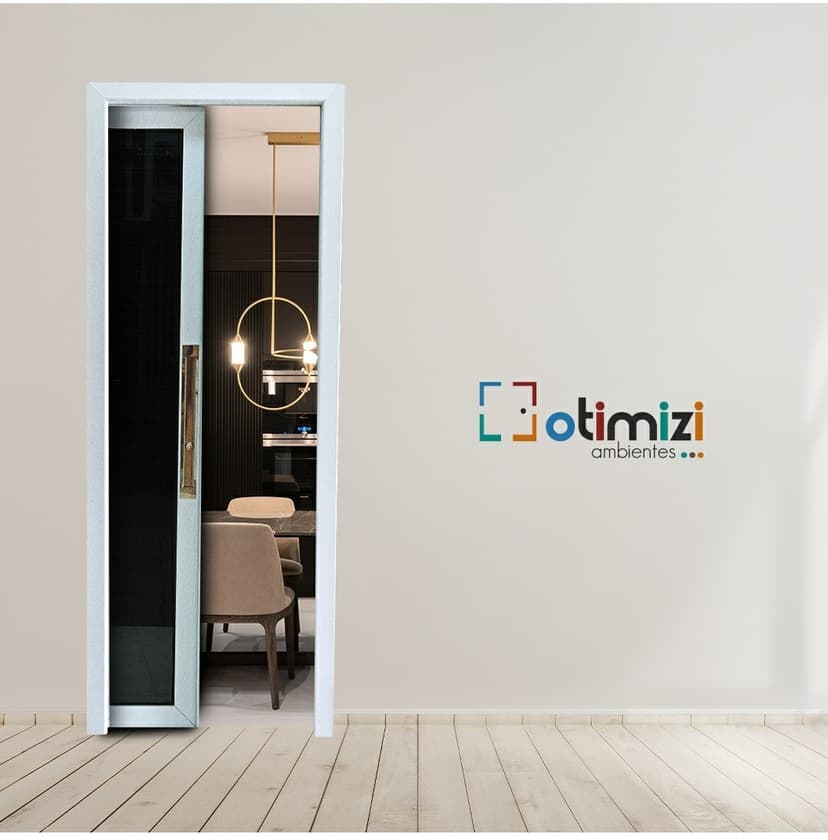 Modelo Glass Alumínio – (Folha Perfil Alumínio - Vidro) Porta Embutida