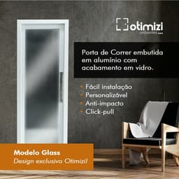 Modelo Glass Alumínio – (Folha Perfil Alumínio - Vidro) Porta Embutida 4