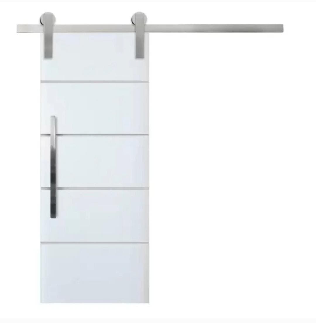 KIT - Roldana Aparente Inox, Folha frisada Fundo Prime Branco e puxador H 30cm — imagem 1