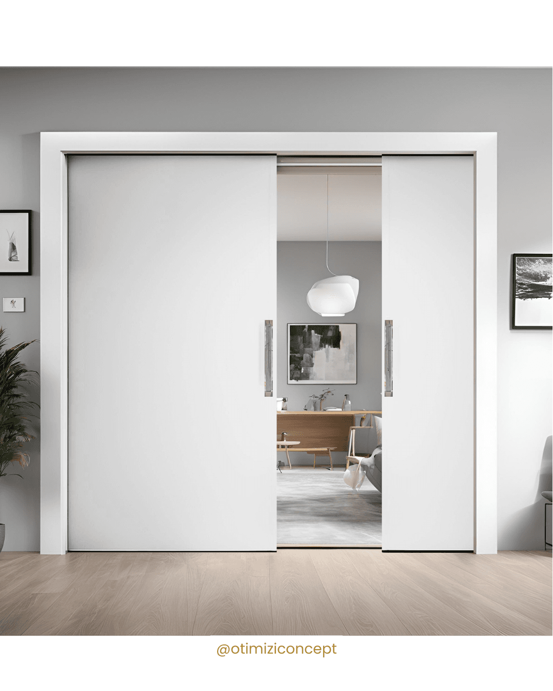 Modelo Duplo Unique - (Porta Dupla Puxador Inox 15cm - 02 Folhas Lisas) — imagem 1